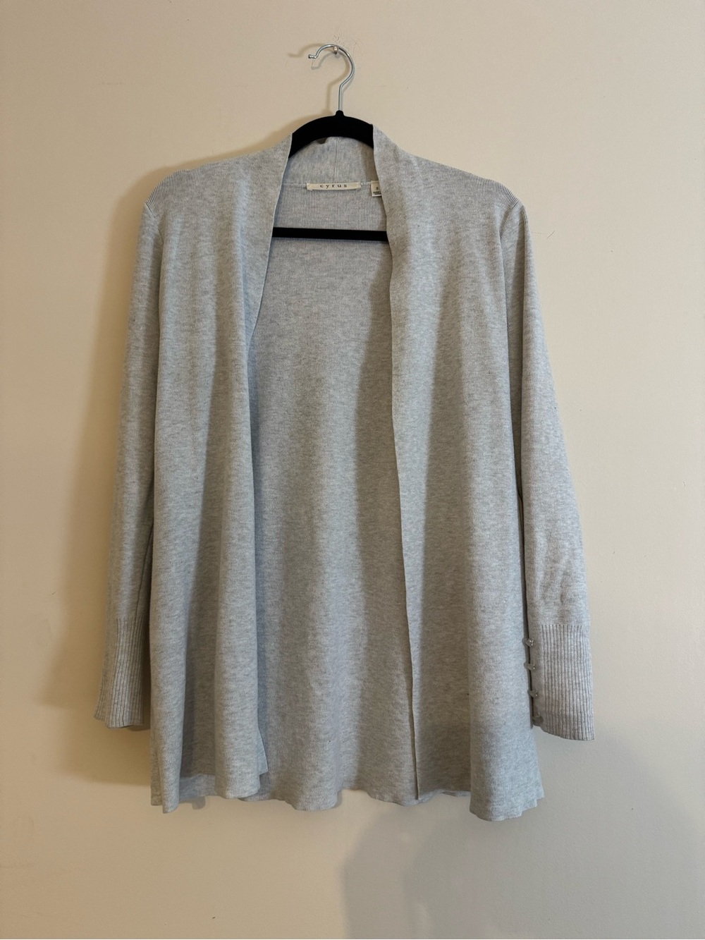 Cyrus Light Gray Open-Front Cardigan